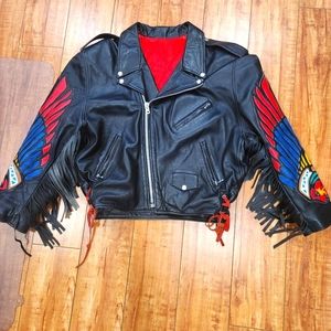 RARE M Montana Street Wear Indian Motorcycle Leather Jacket, size XL. Hl